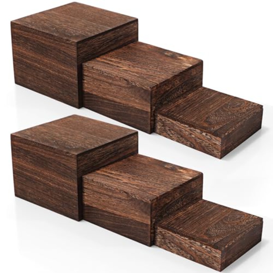 6 Pcs Wood Display Risers Rust - Display Risers Set recensie en prijs