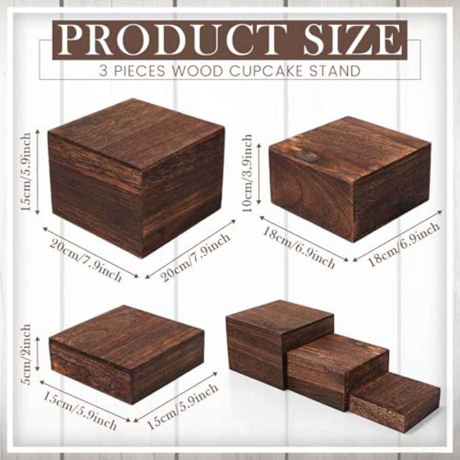 6 Pcs Wood Display Risers Rust - Display Risers Set recensie en prijs