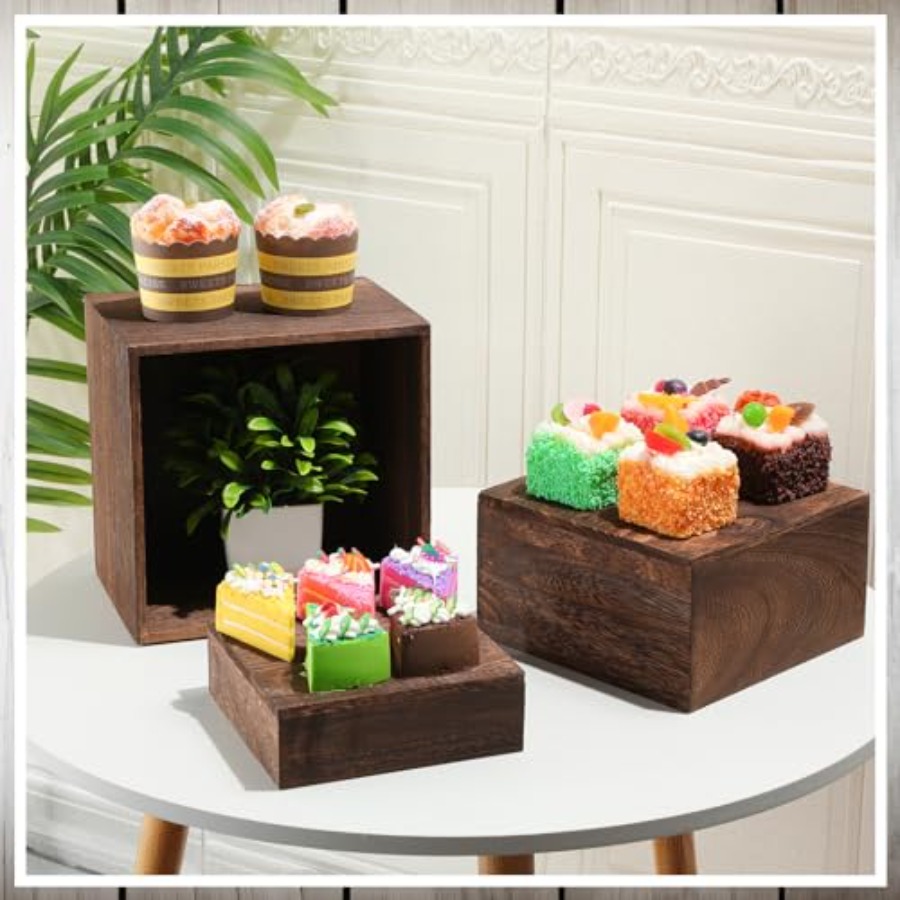 6 Pcs Wood Display Risers Rust - Display Risers Set recensie en prijs