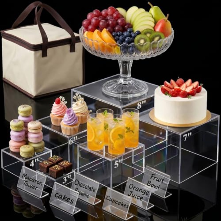 6PCS Clear and Buffet Risers w - Display Risers Set recensie en prijs
